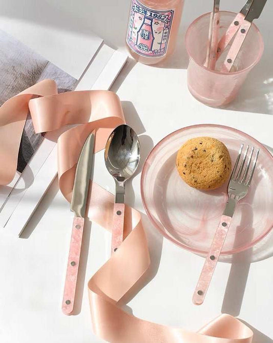 10-Pcs Sleek Modern Pinky Flatware Silverware Flatware Set
